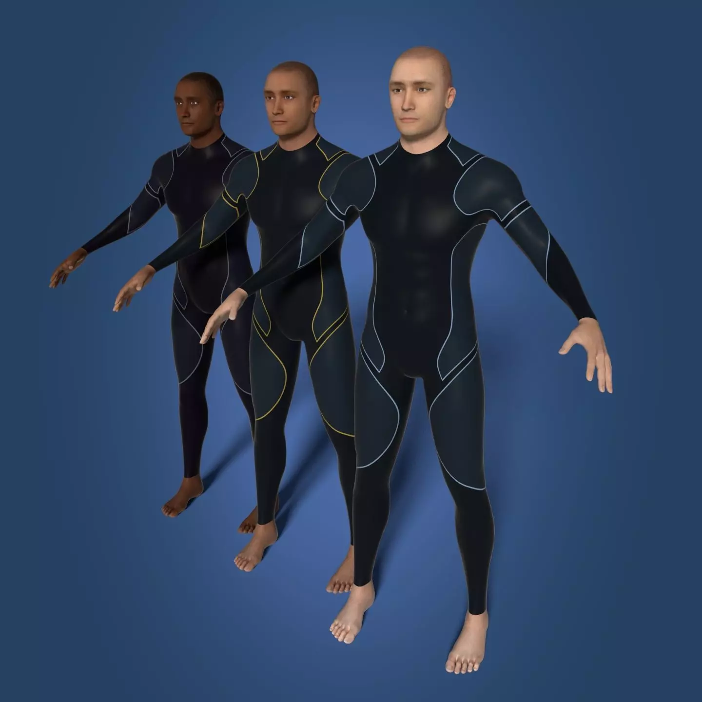 Surfer -- 3 Skin Textures Low-poly 3D model_0
