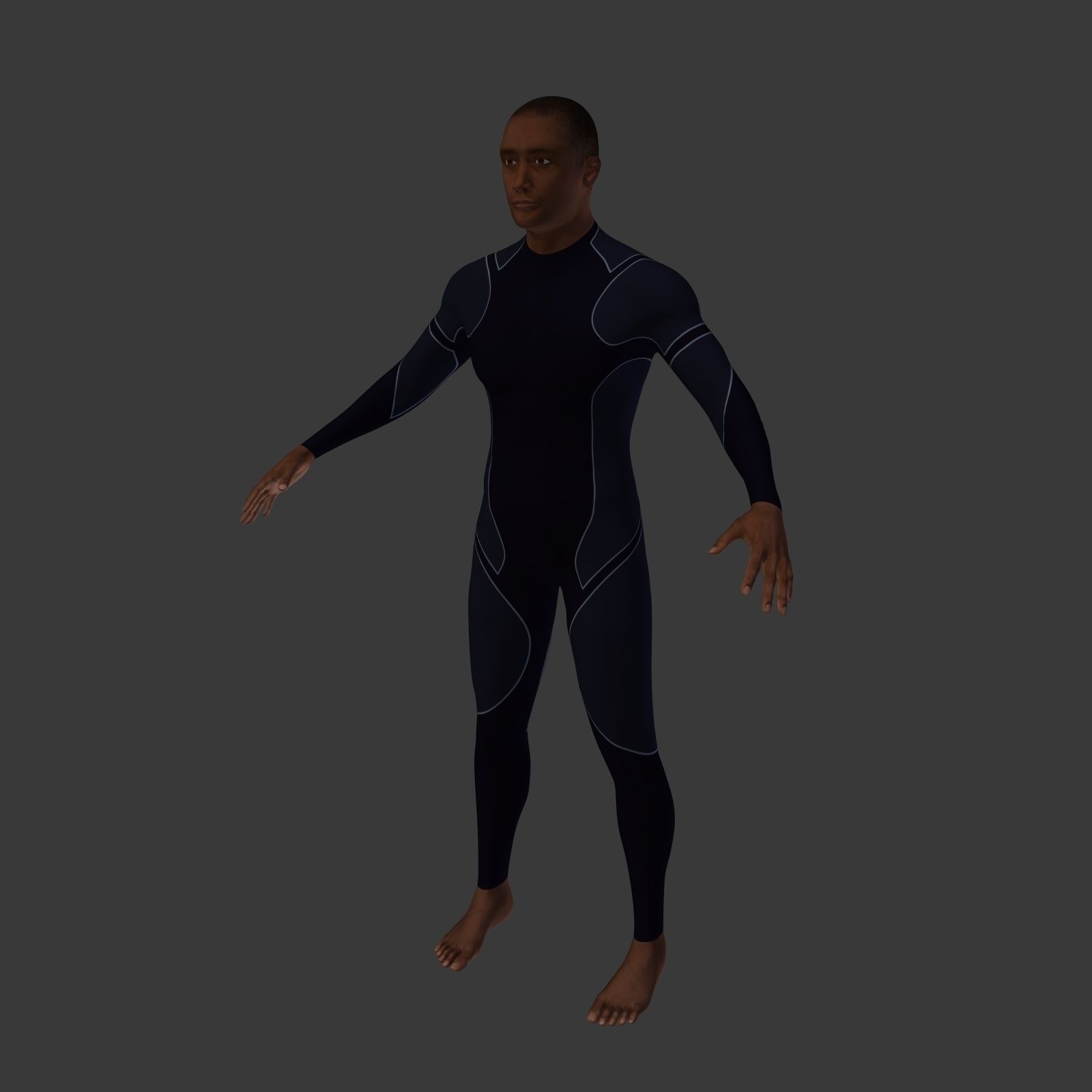 Surfer -- 3 Skin Textures Low-poly 3D model_3