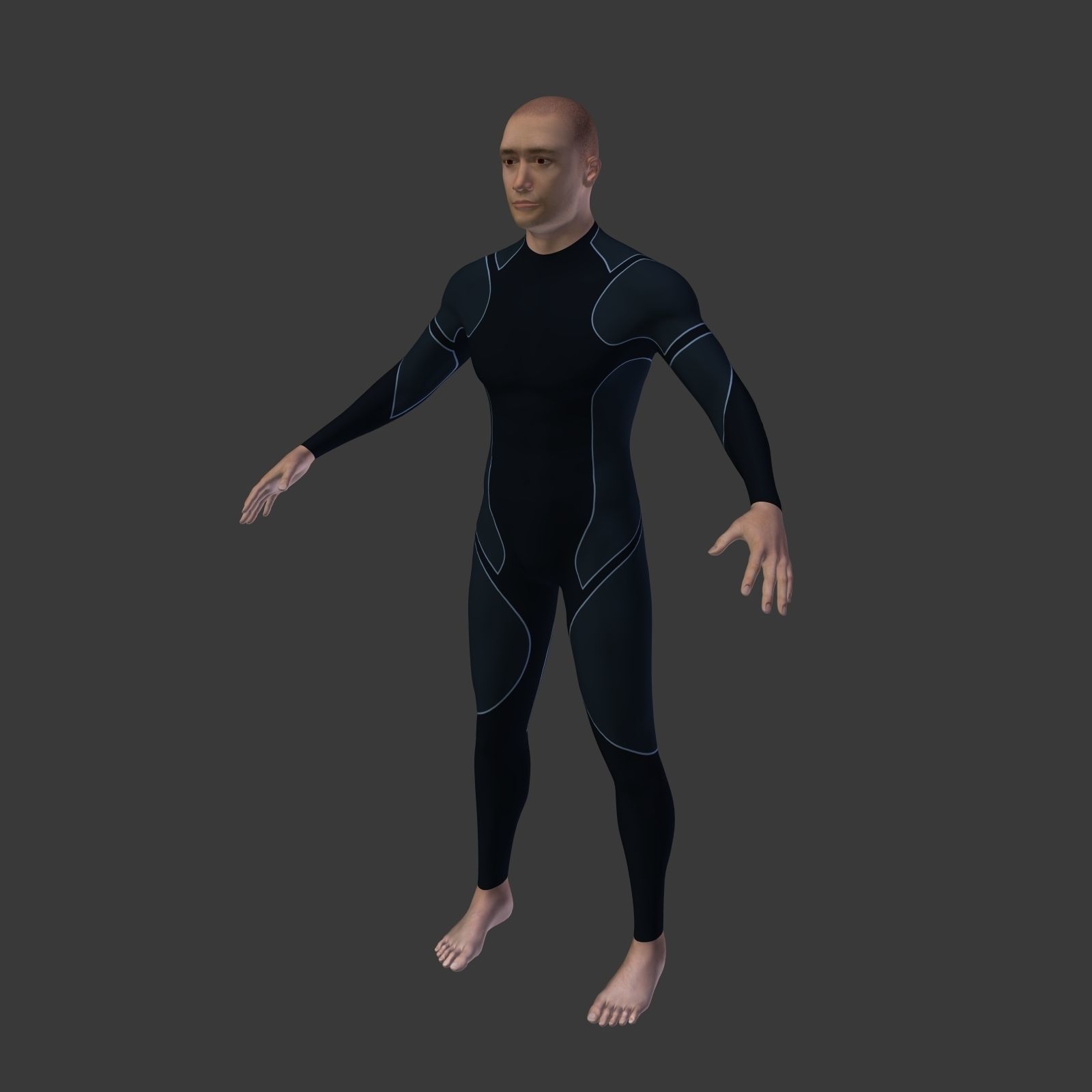Surfer -- 3 Skin Textures Low-poly 3D model_1