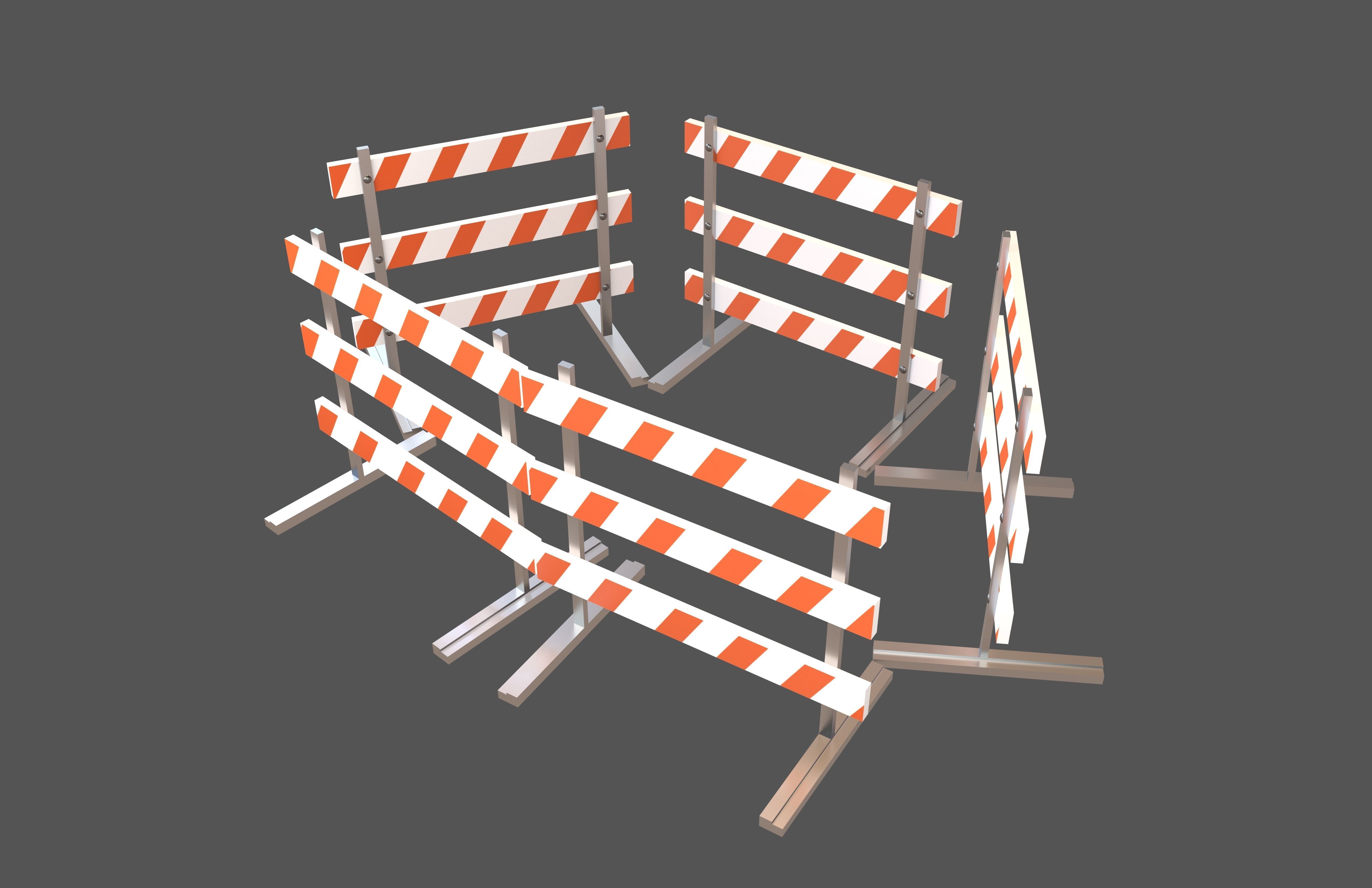 Road Barriers v3 001 Low-poly 3D model_3