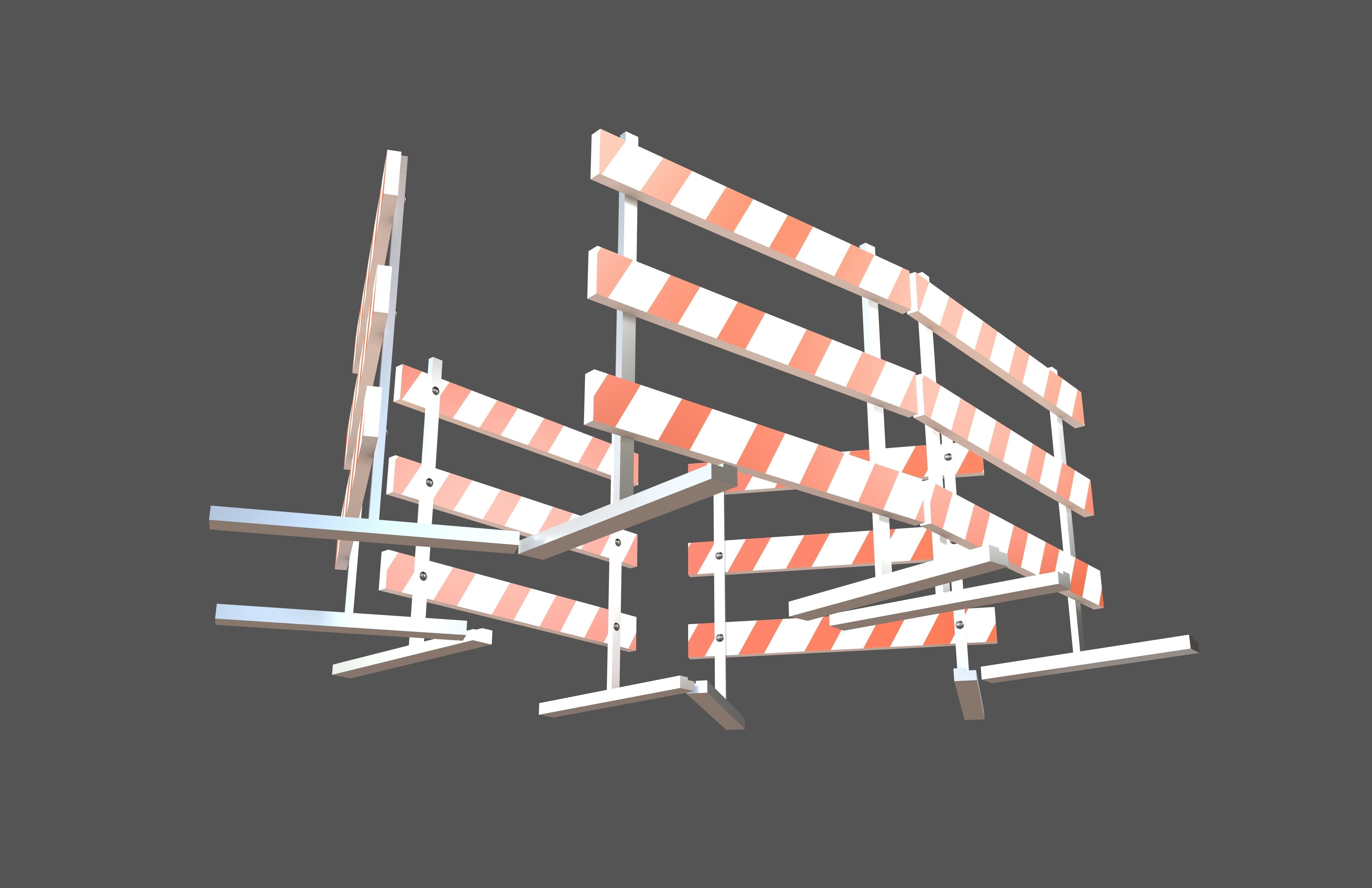 Road Barriers v3 001 Low-poly 3D model_2