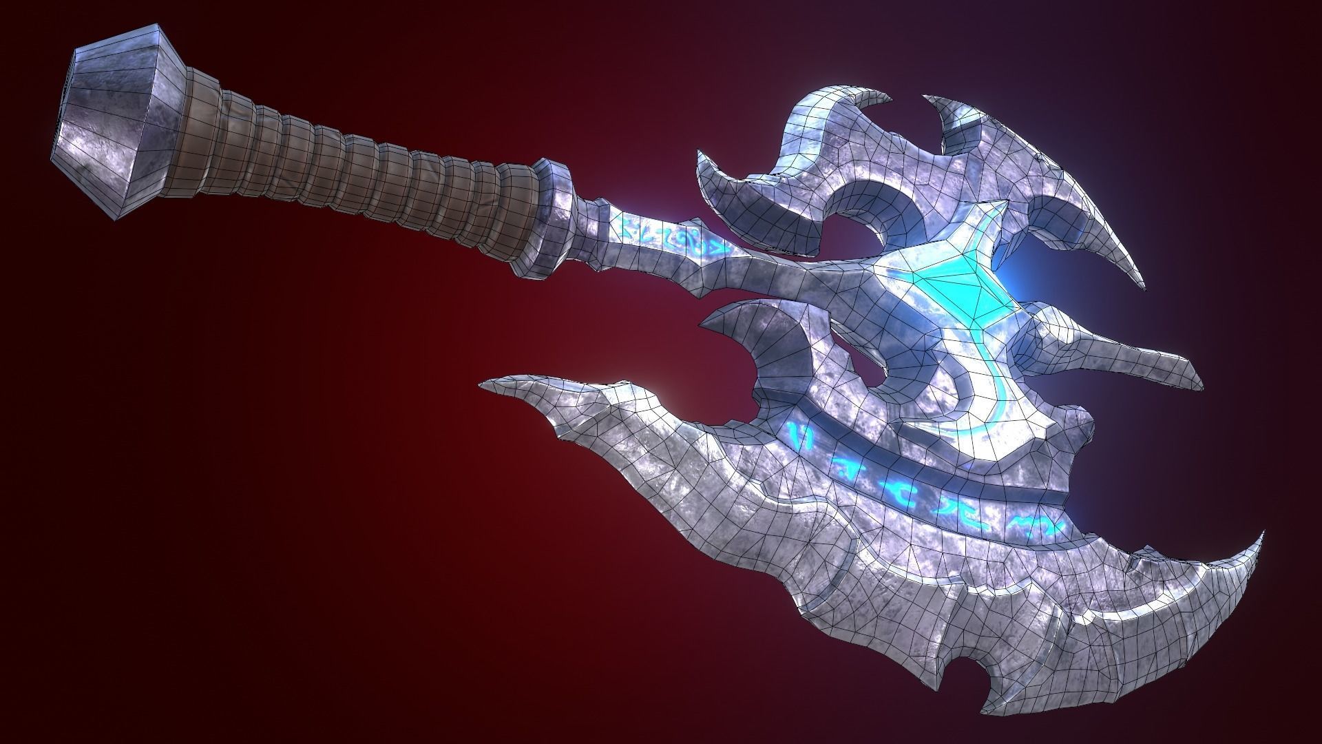 Fantasy Stylized Axe Game Ready Melee Weapon Low-poly 3D model_15