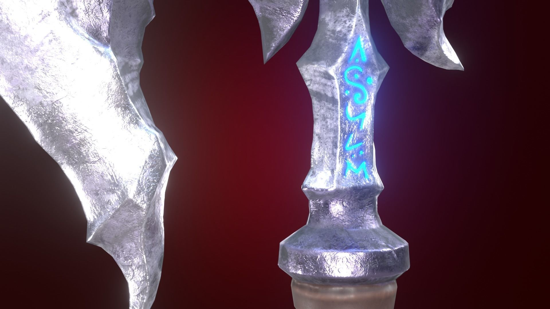 Fantasy Stylized Axe Game Ready Melee Weapon Low-poly 3D model_7