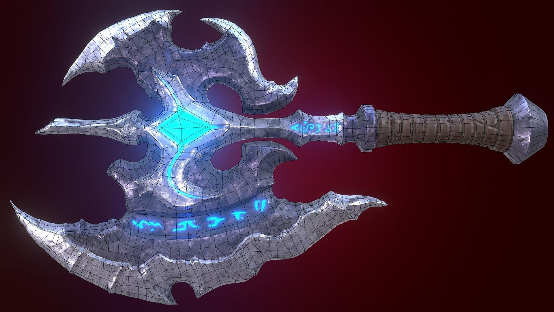 Fantasy Stylized Axe Game Ready Melee Weapon Low-poly 3D model_13