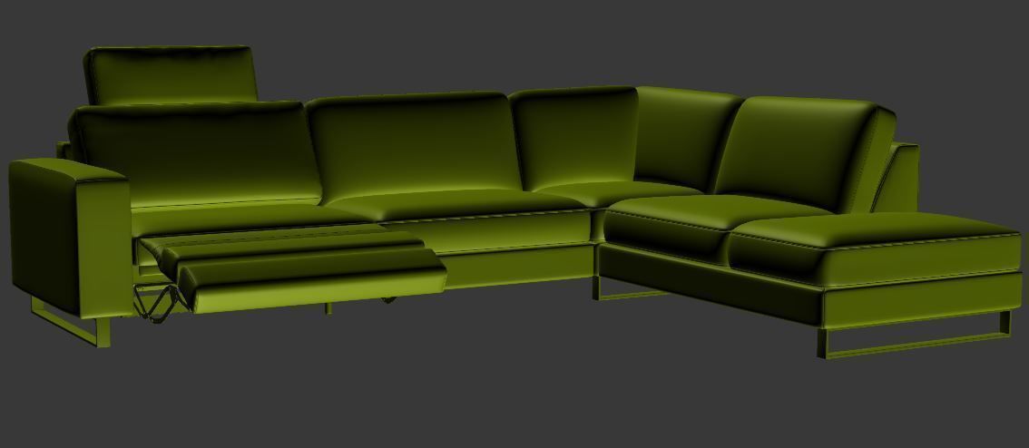 contemporary sofa L Type Low-poly 3D model_7