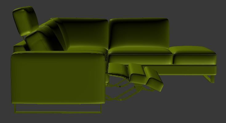 contemporary sofa L Type Low-poly 3D model_9
