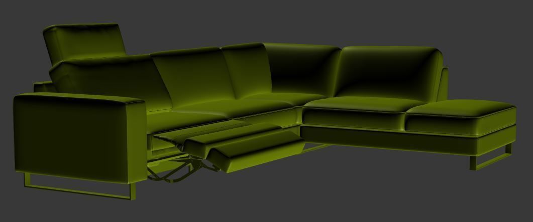 contemporary sofa L Type Low-poly 3D model_8