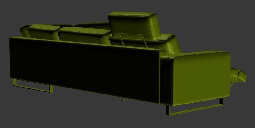 contemporary sofa L Type Low-poly 3D model_10