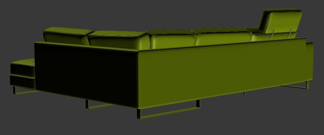 contemporary sofa L Type Low-poly 3D model_12