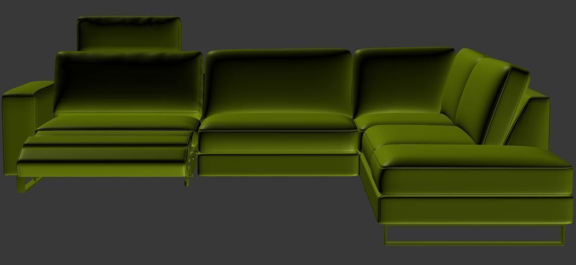contemporary sofa L Type Low-poly 3D model_6