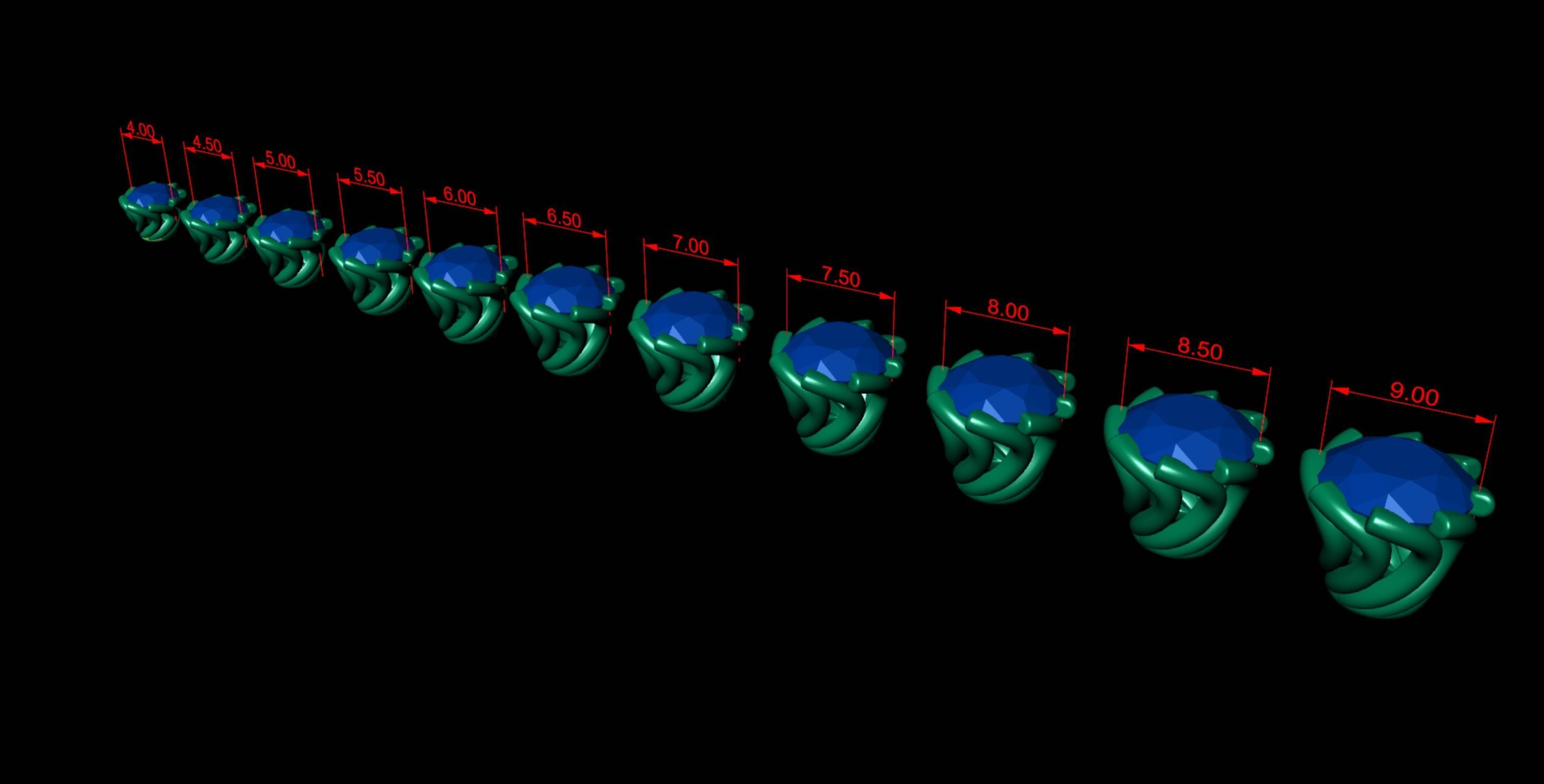 Ring Heads Type 16 -11pc  3D print model_10