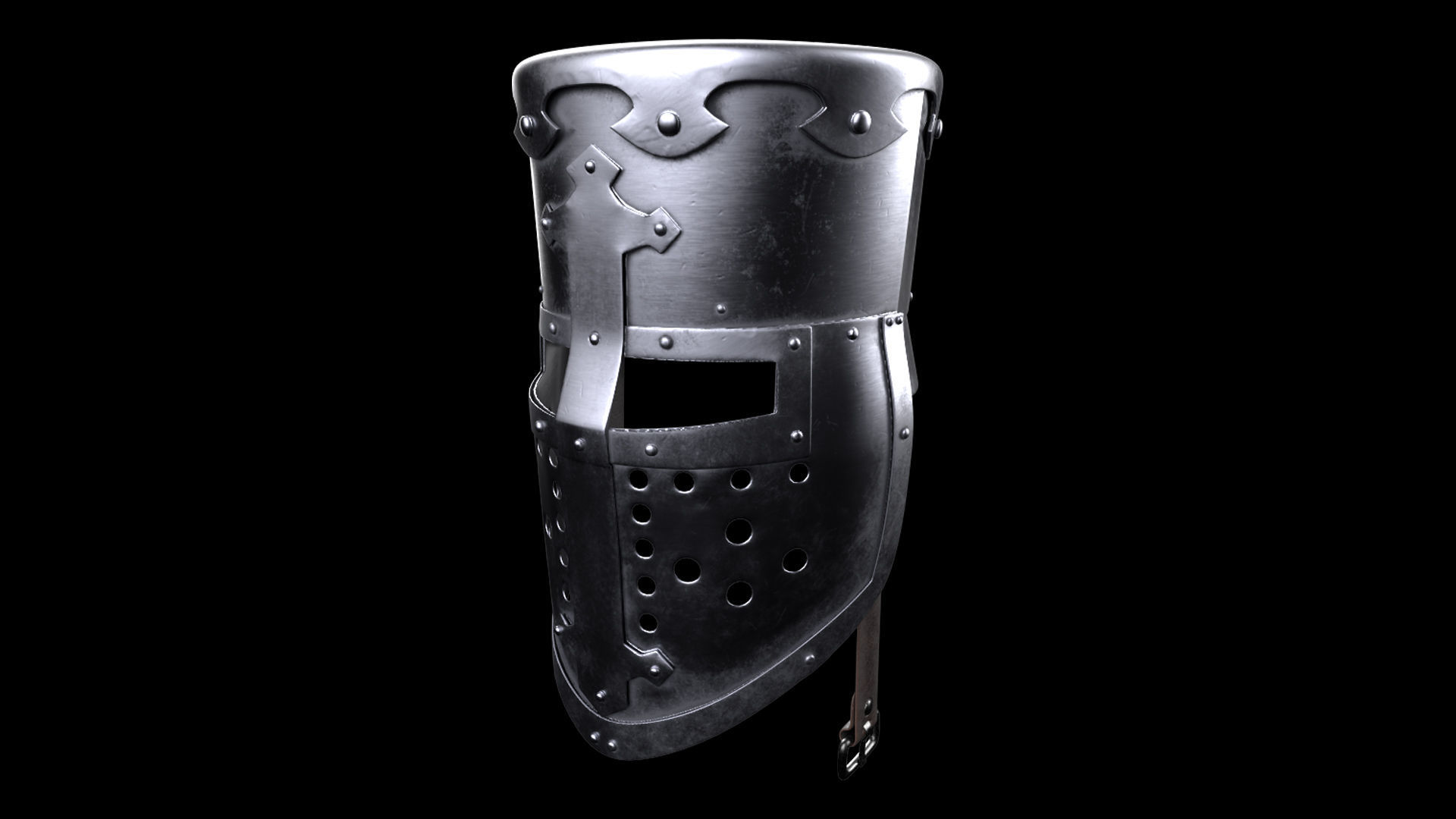 Medieval knight helmet warrior 3D model_2