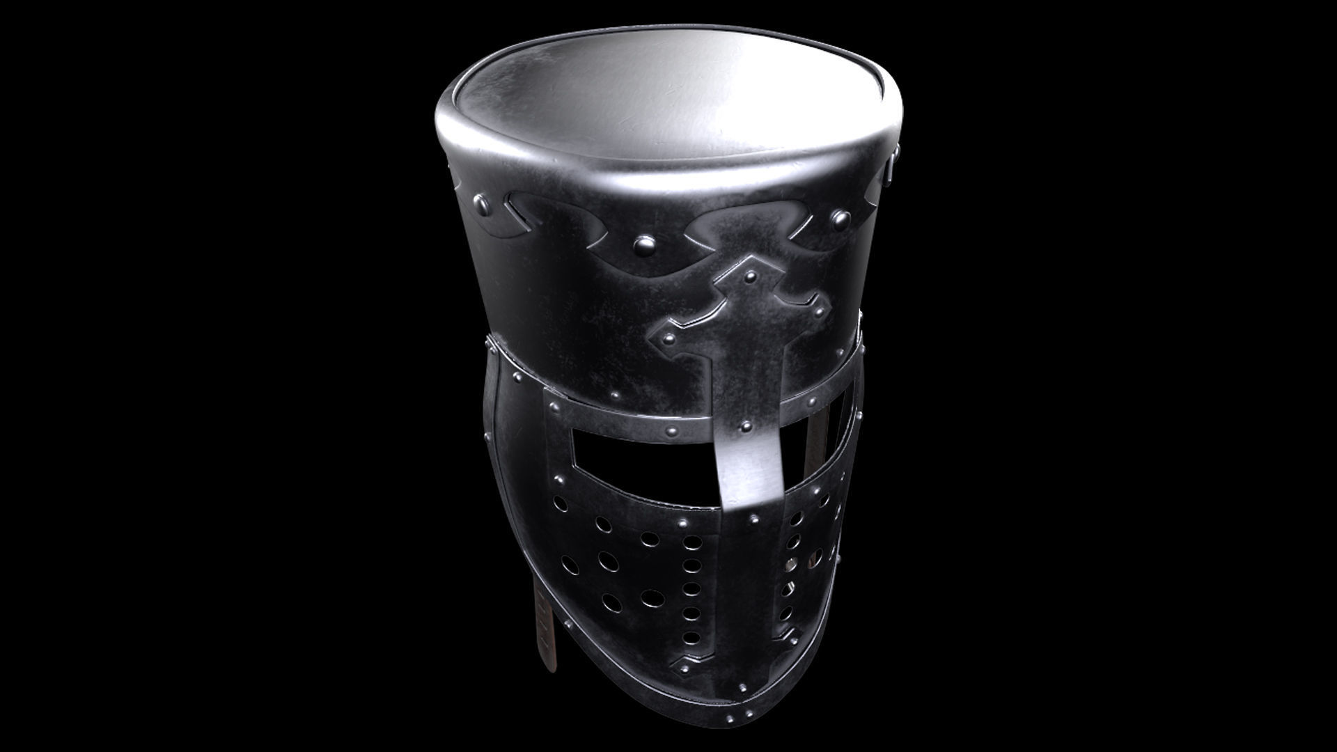 Medieval knight helmet warrior 3D model_3