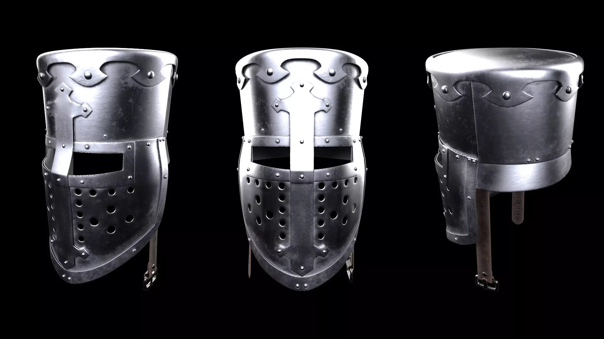 Medieval knight helmet warrior 3D model_0