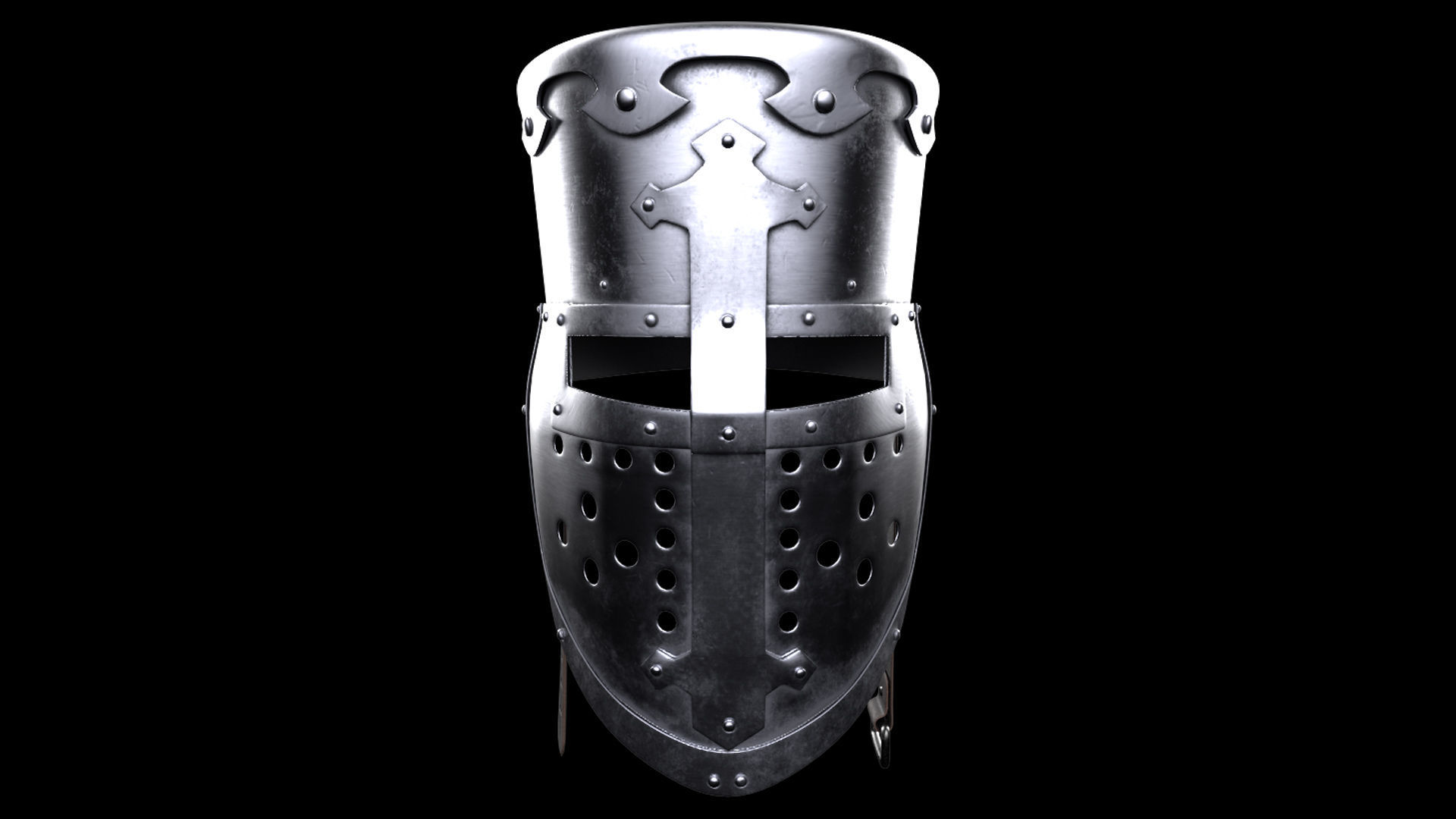 Medieval knight helmet warrior 3D model_1