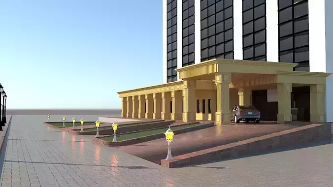 Hotel with car parked