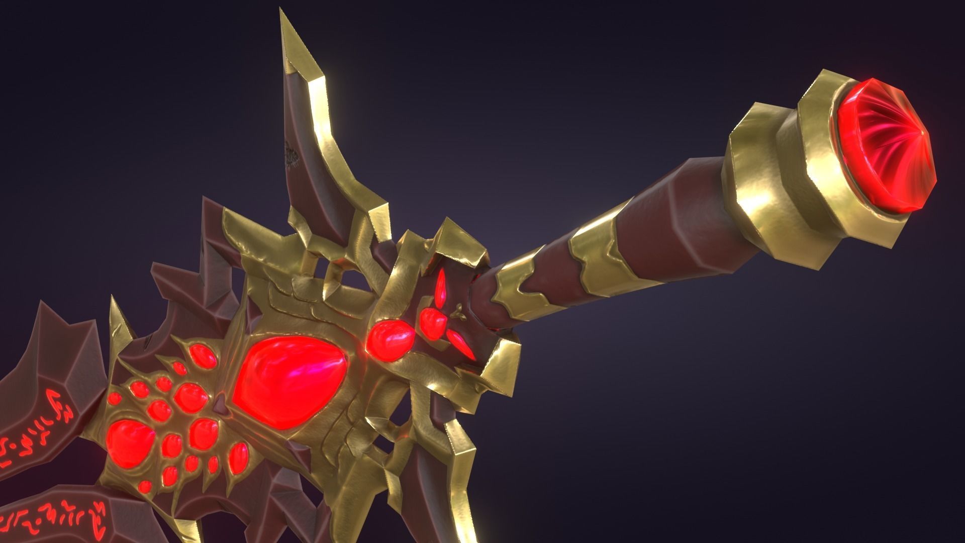 Fantasy Stylized Sword Game Ready Melee Weapon Gems Crystals Low-poly 3D model_8