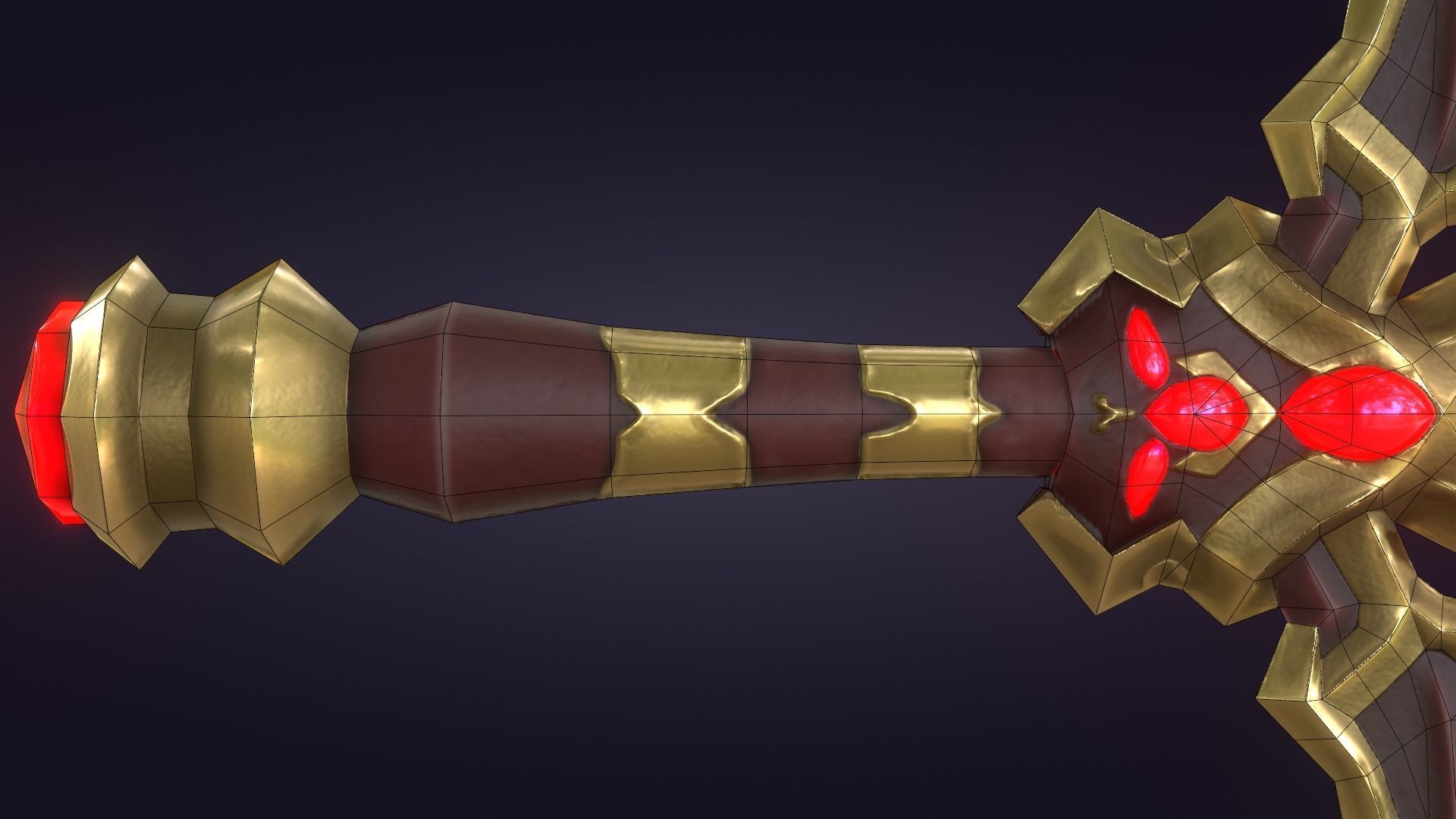 Fantasy Stylized Sword Game Ready Melee Weapon Gems Crystals Low-poly 3D model_15