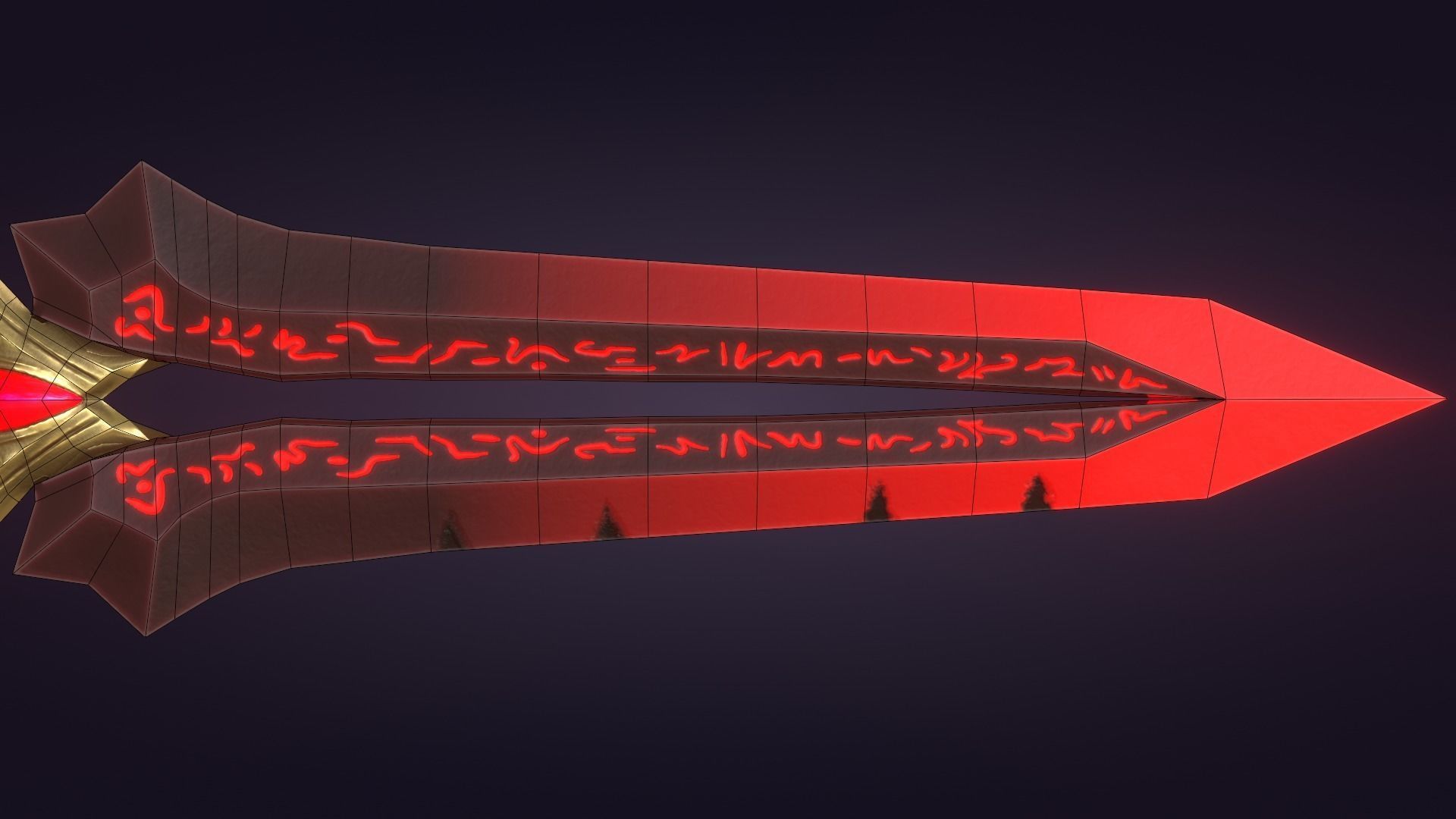 Fantasy Stylized Sword Game Ready Melee Weapon Gems Crystals Low-poly 3D model_14