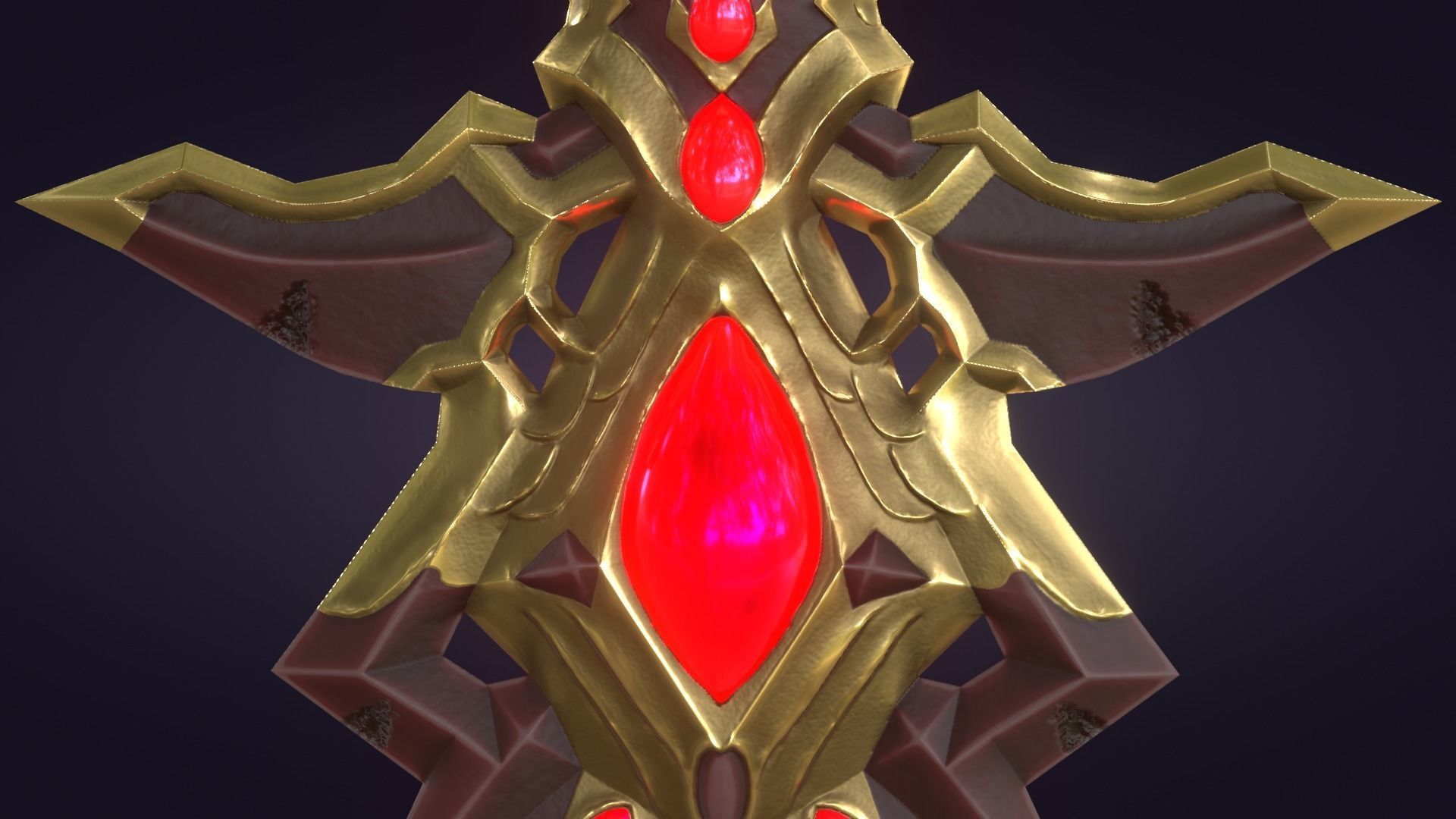 Fantasy Stylized Sword Game Ready Melee Weapon Gems Crystals Low-poly 3D model_10