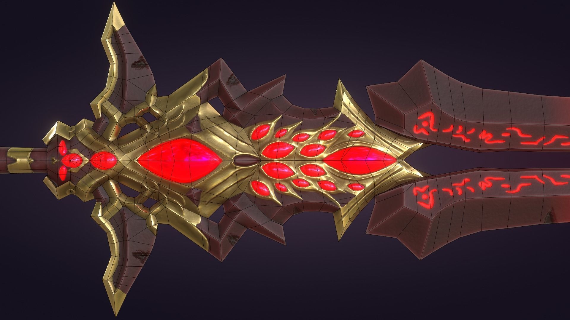 Fantasy Stylized Sword Game Ready Melee Weapon Gems Crystals Low-poly 3D model_13