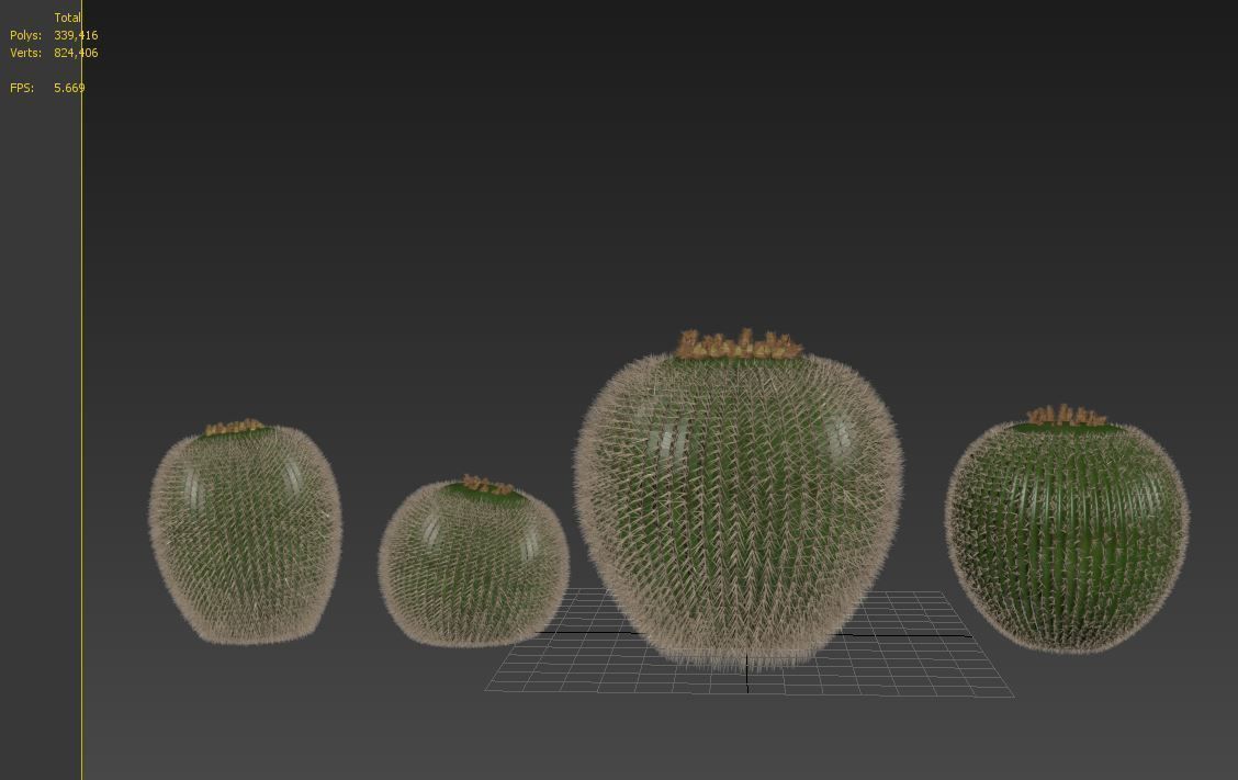 Golden barrel cactus 2 3D model_7