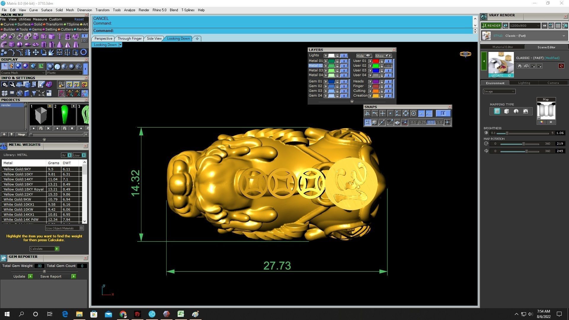 24k charm hollow pixiu 3710 3D print model_3