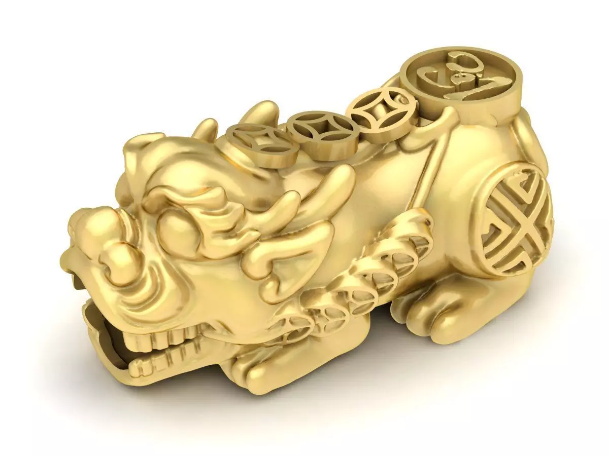 24k charm hollow pixiu 3710 3D print model_0