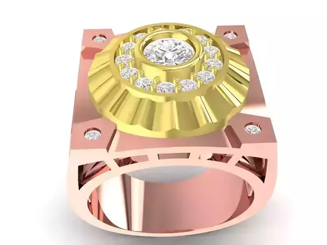 korea diamond letter T men ring 3712