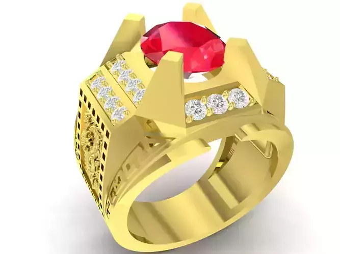 korea oval ruby and diamond men ring 3713