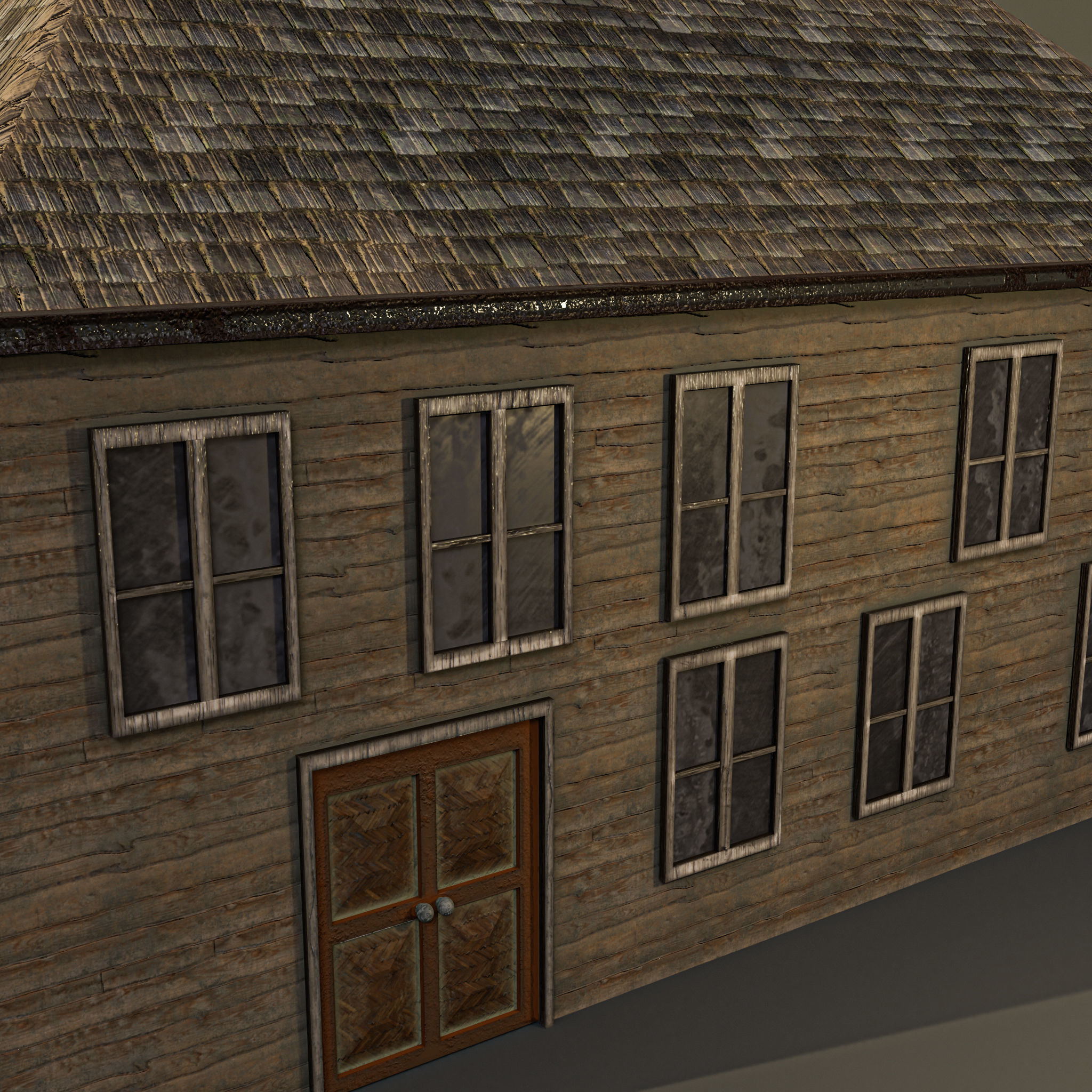 Western Building Low-poly 3D model_1