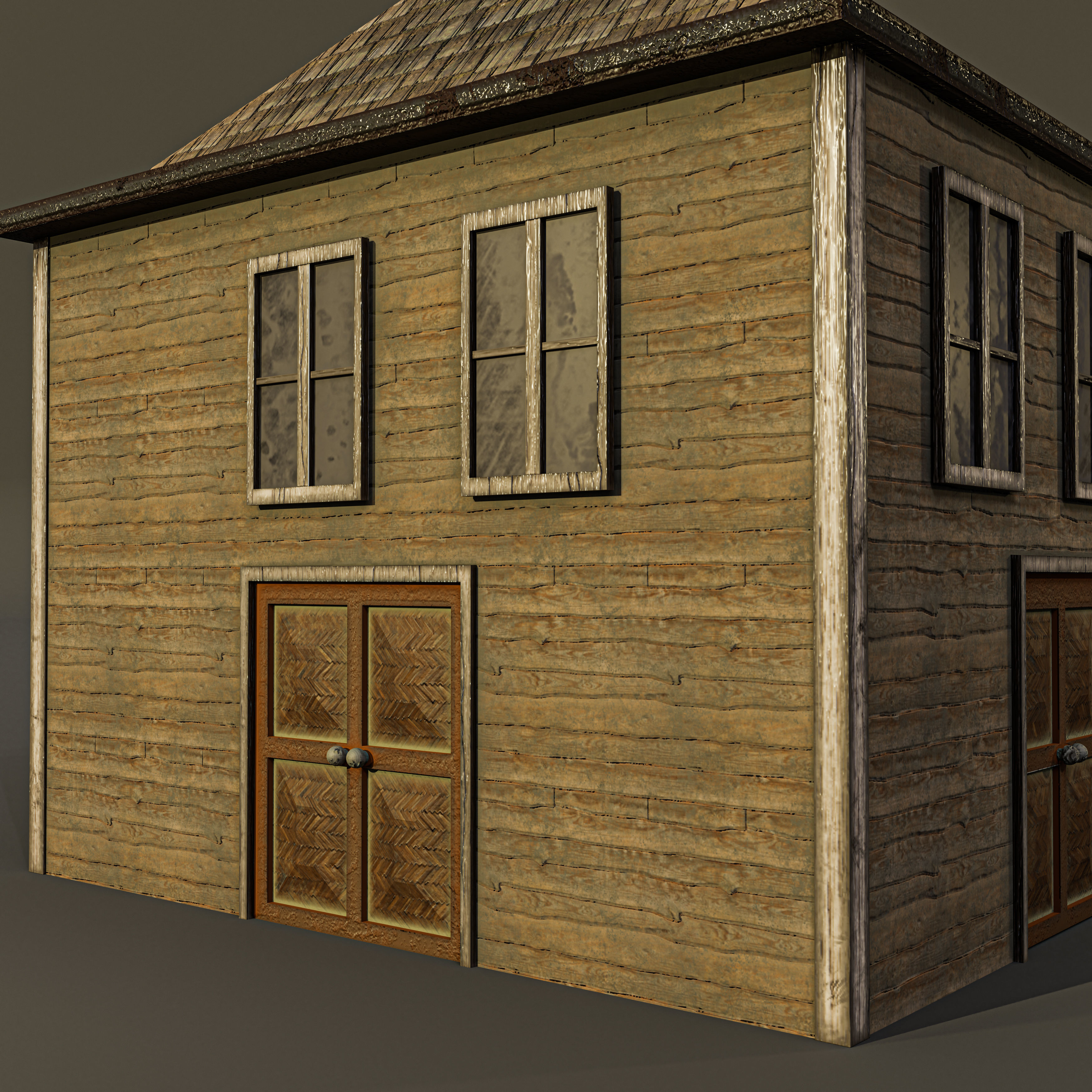 Western Building Low-poly 3D model_3