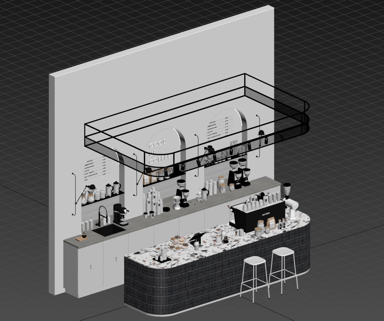 Coffeeshop 1 3dmodel for 3dsMax in Corona Renderer 3D model_12