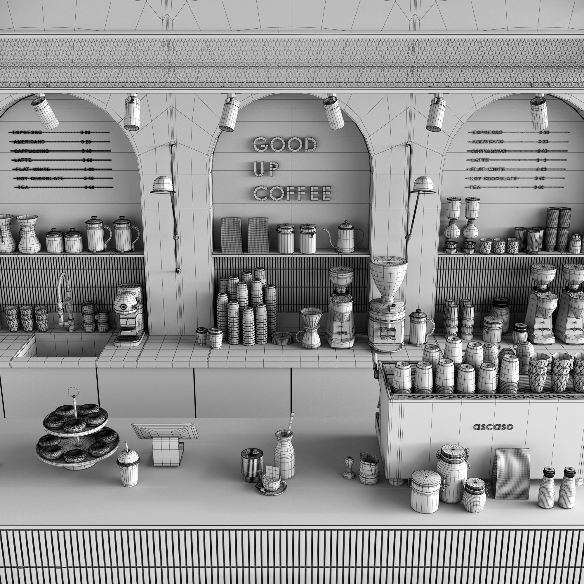 Coffeeshop 1 3dmodel for 3dsMax in Corona Renderer 3D model_17