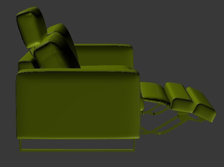 Sofa Double seater with left chaise lounge Low-poly 3D model_9