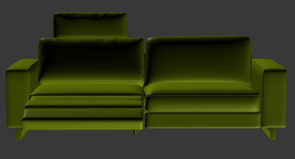 Sofa Double seater with left chaise lounge Low-poly 3D model_6