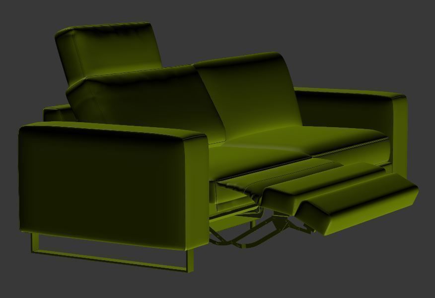 Sofa Double seater with left chaise lounge Low-poly 3D model_8