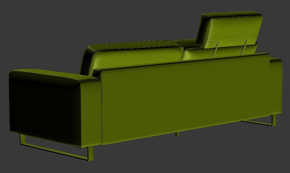 Sofa Double seater with left chaise lounge Low-poly 3D model_12