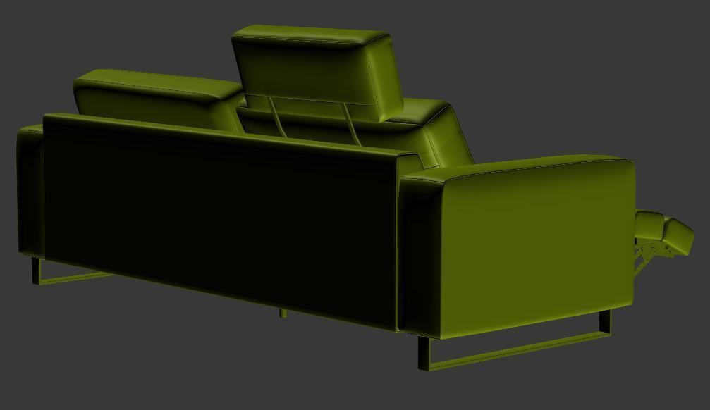 Sofa Double seater with left chaise lounge Low-poly 3D model_10