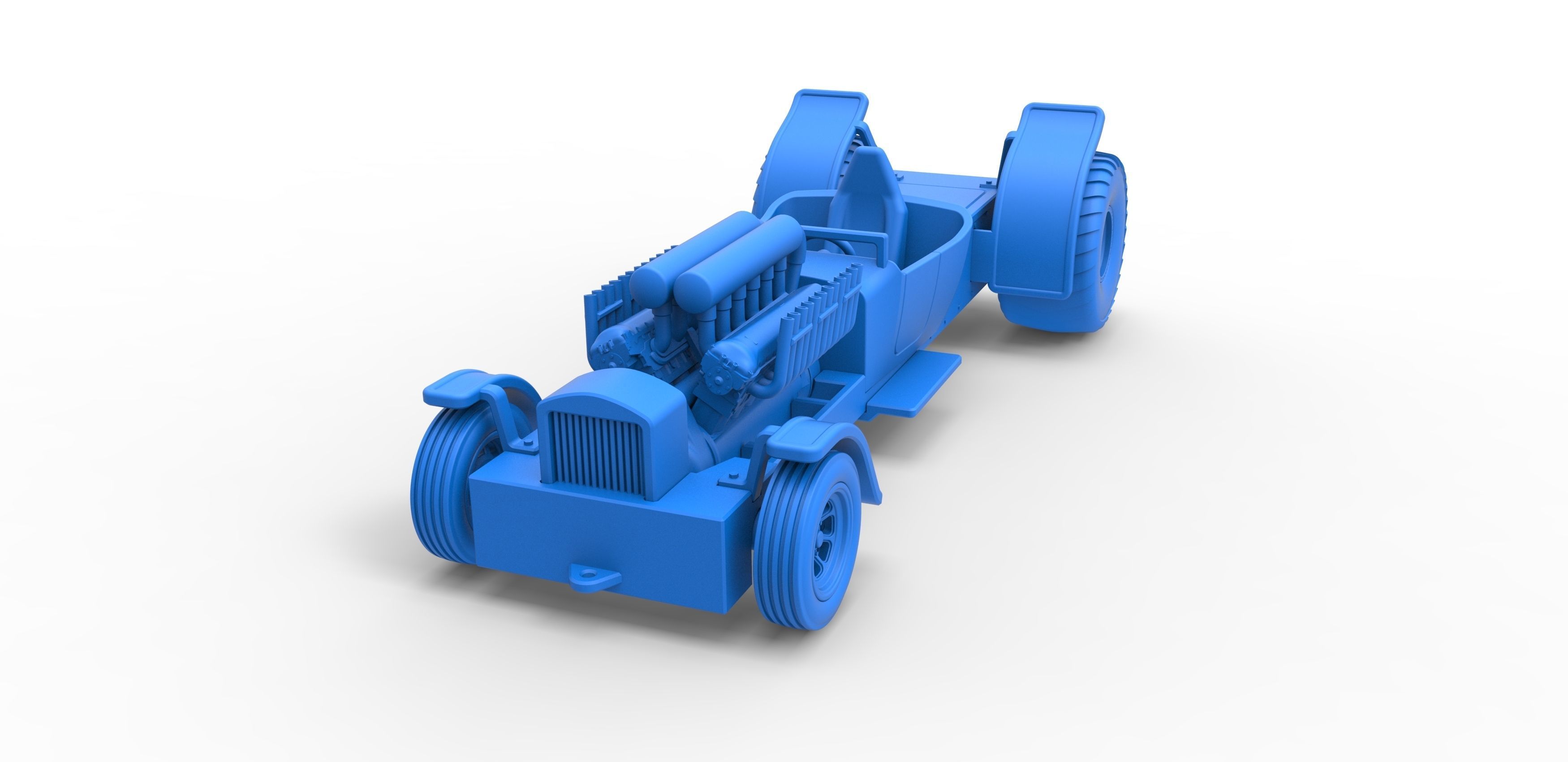 Pulling truck 2wd Hot rod with V12 Scale 1 to 25 3D print model_18
