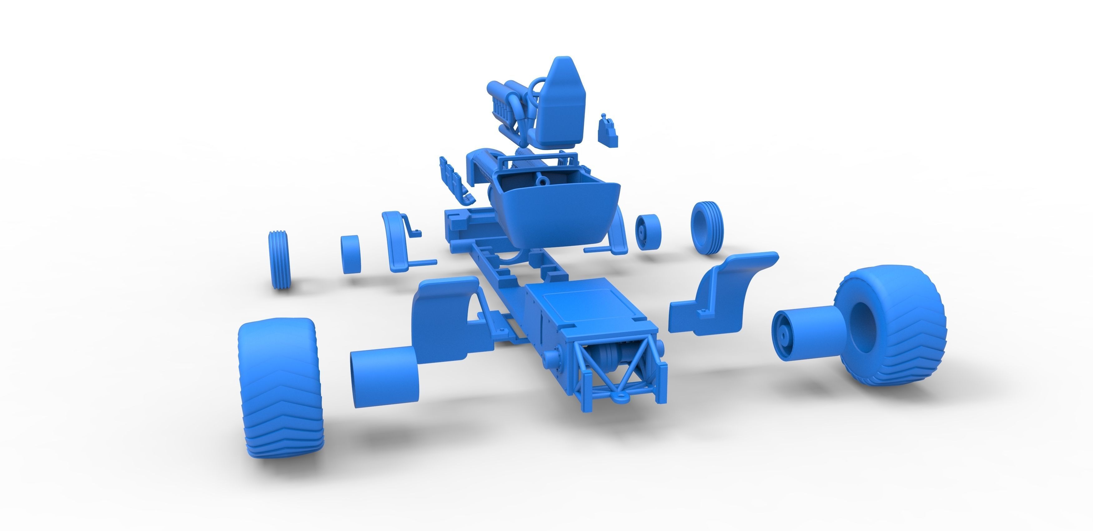 Pulling truck 2wd Hot rod with V12 Scale 1 to 25 3D print model_35