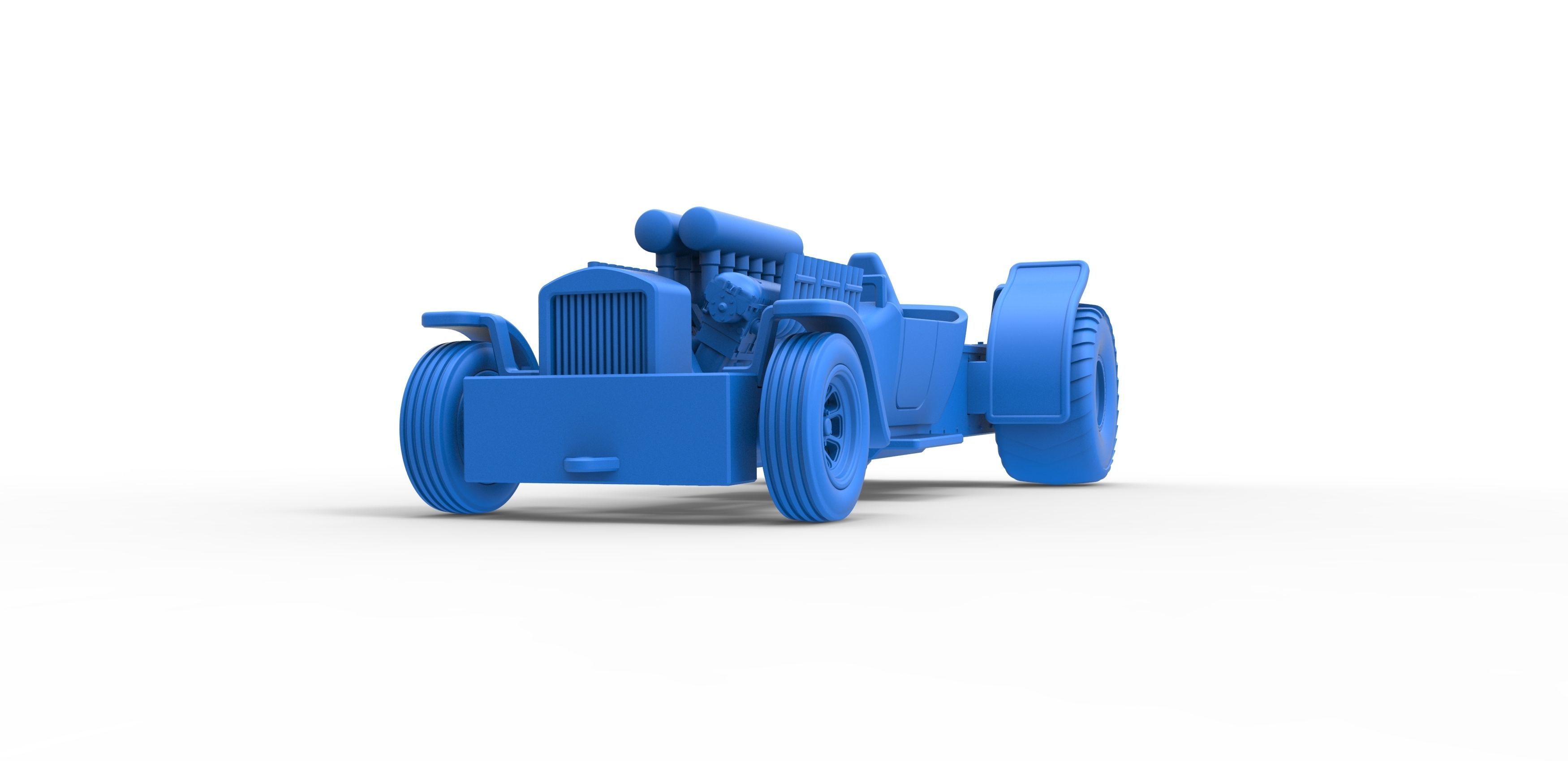 Pulling truck 2wd Hot rod with V12 Scale 1 to 25 3D print model_19