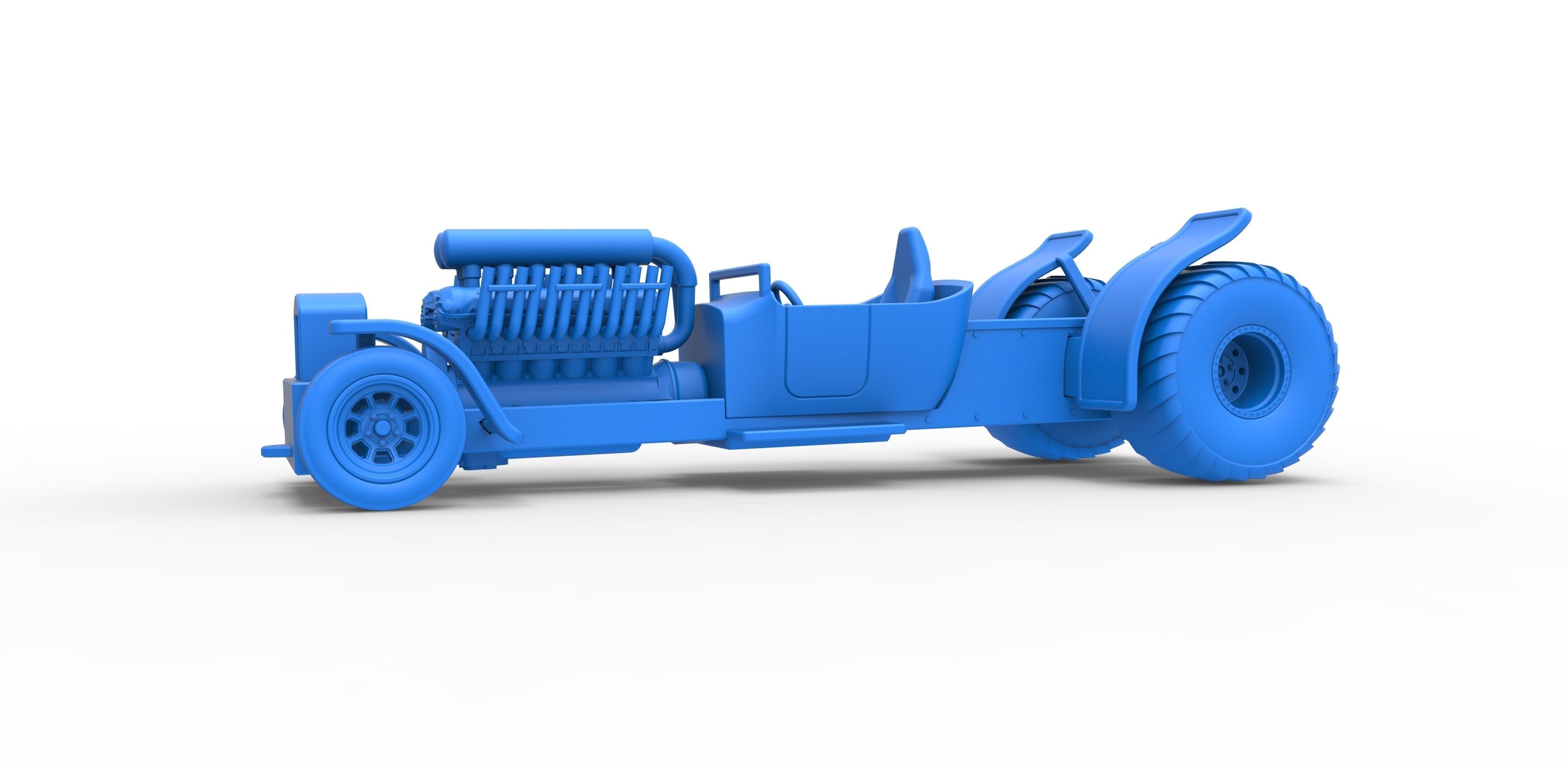 Pulling truck 2wd Hot rod with V12 Scale 1 to 25 3D print model_17