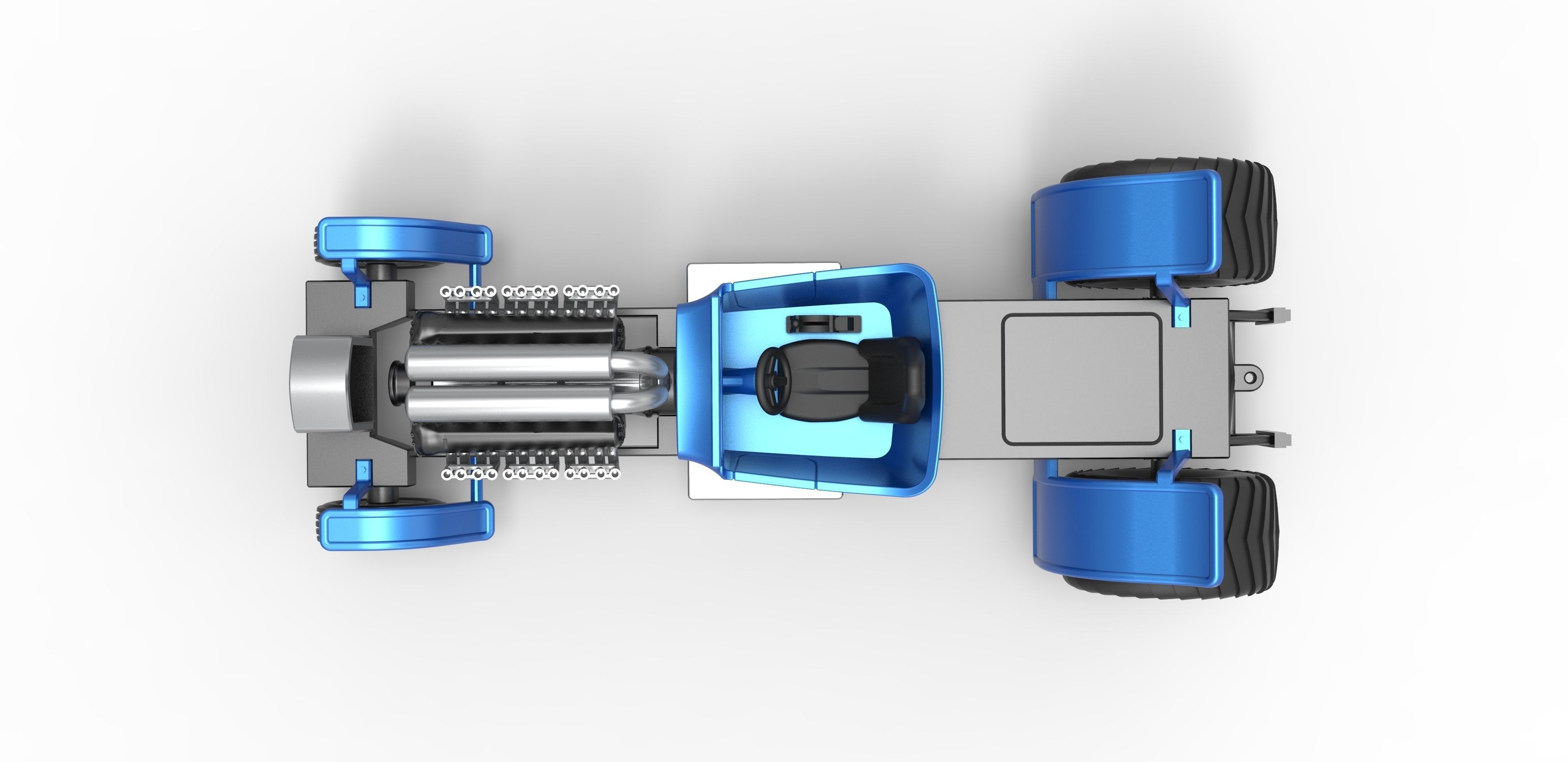 Pulling truck 2wd Hot rod with V12 Scale 1 to 25 3D print model_10