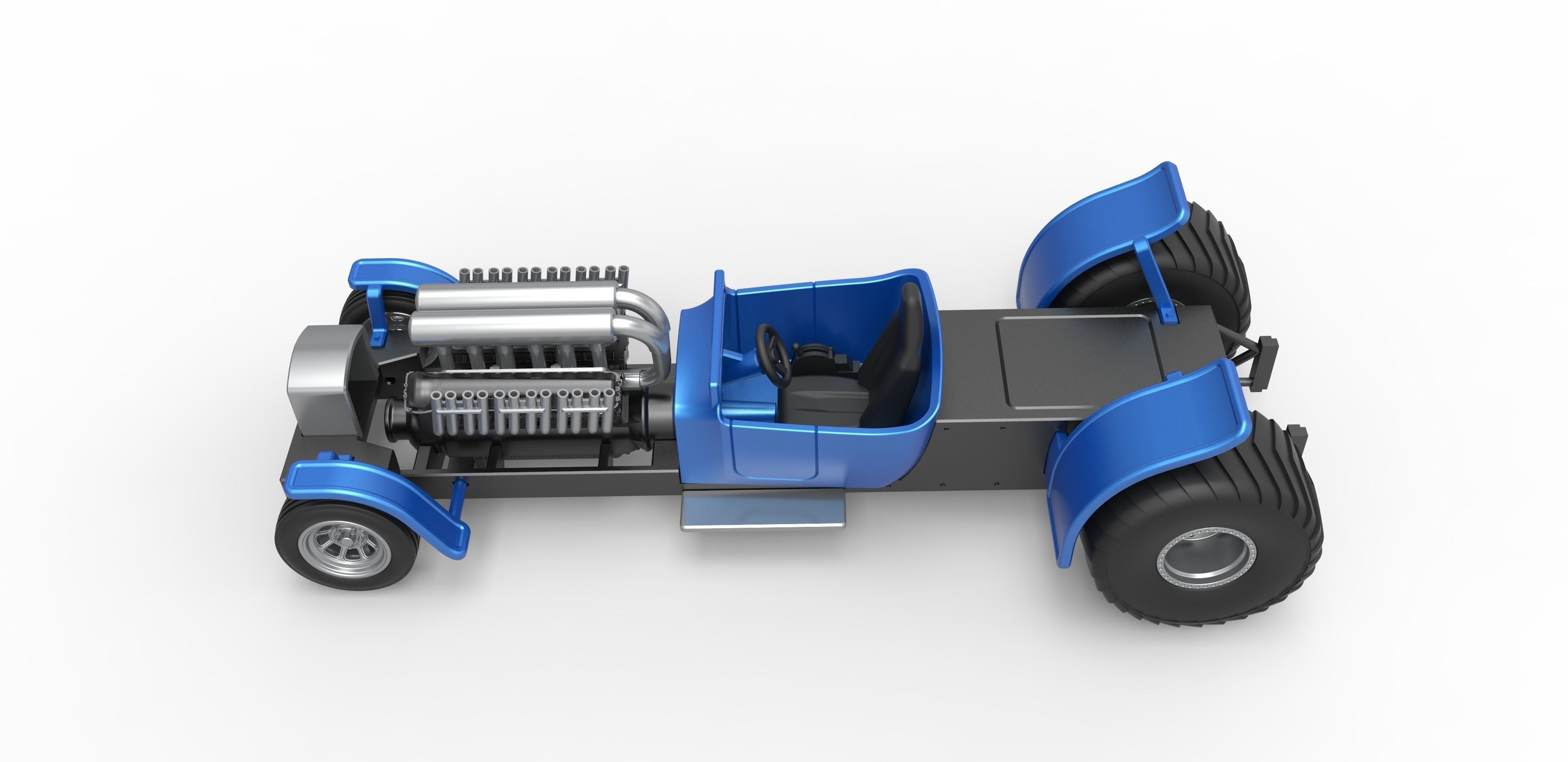 Pulling truck 2wd Hot rod with V12 Scale 1 to 25 3D print model_9