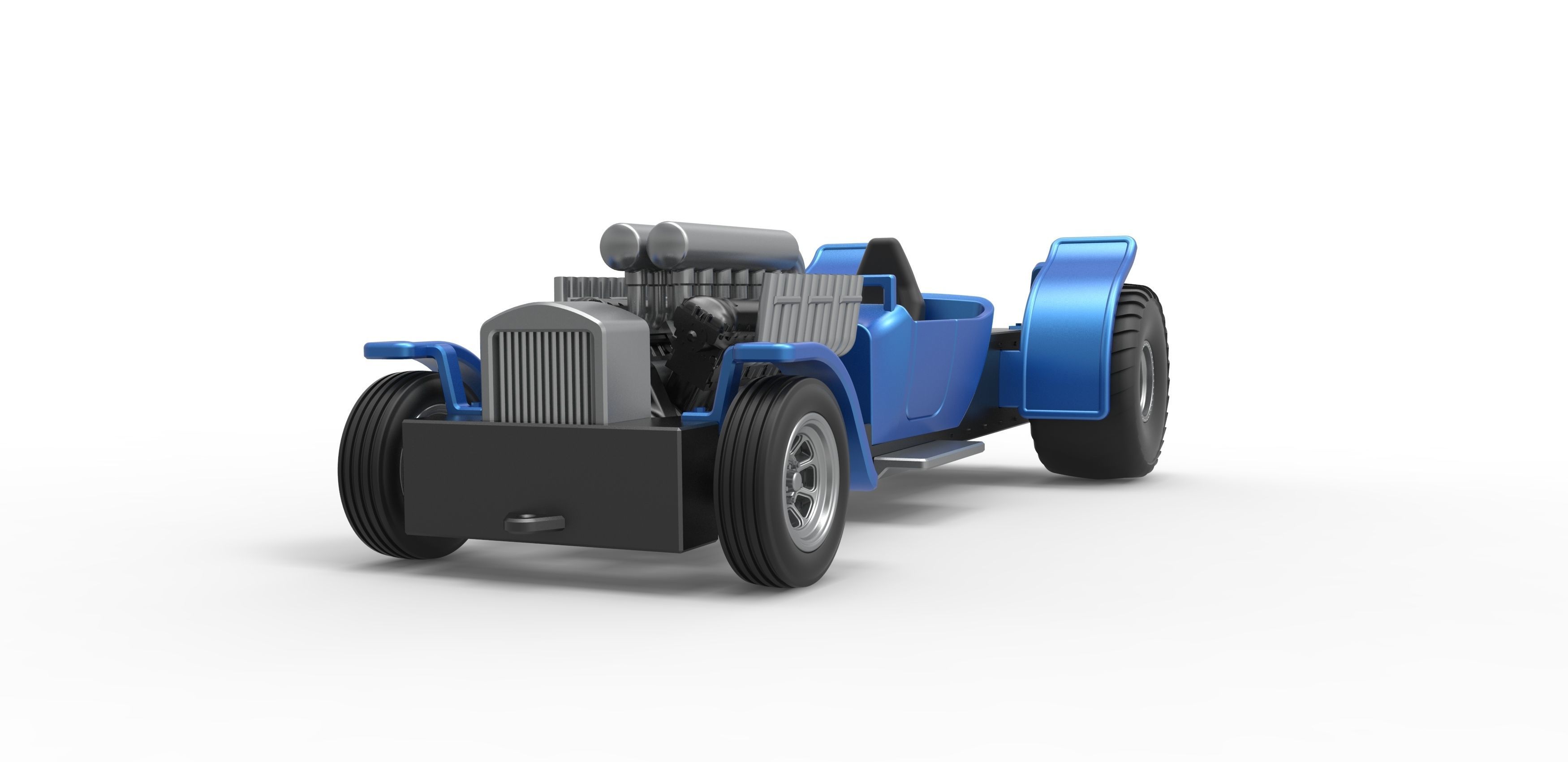 Pulling truck 2wd Hot rod with V12 Scale 1 to 25 3D print model_5