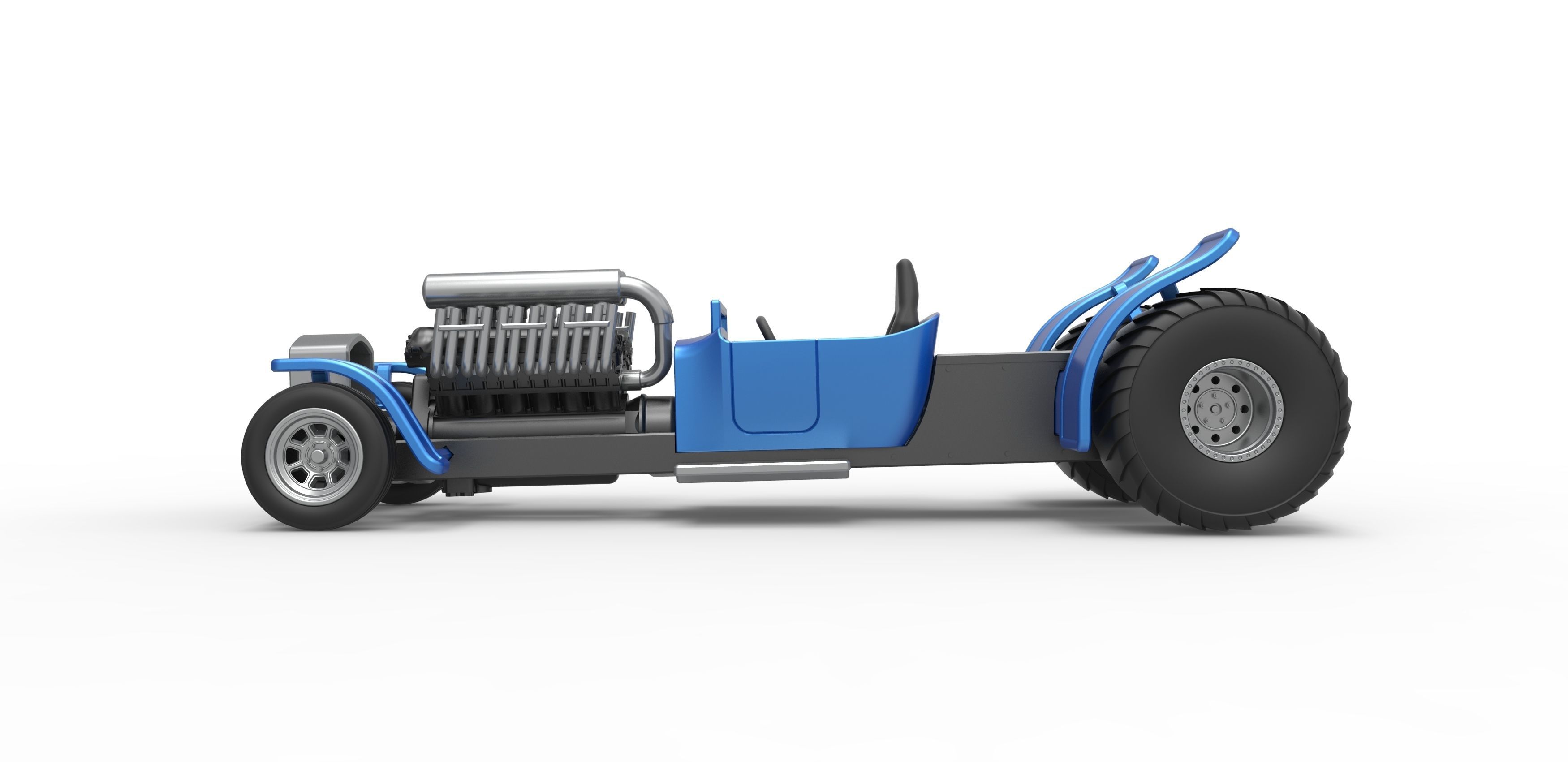 Pulling truck 2wd Hot rod with V12 Scale 1 to 25 3D print model_8