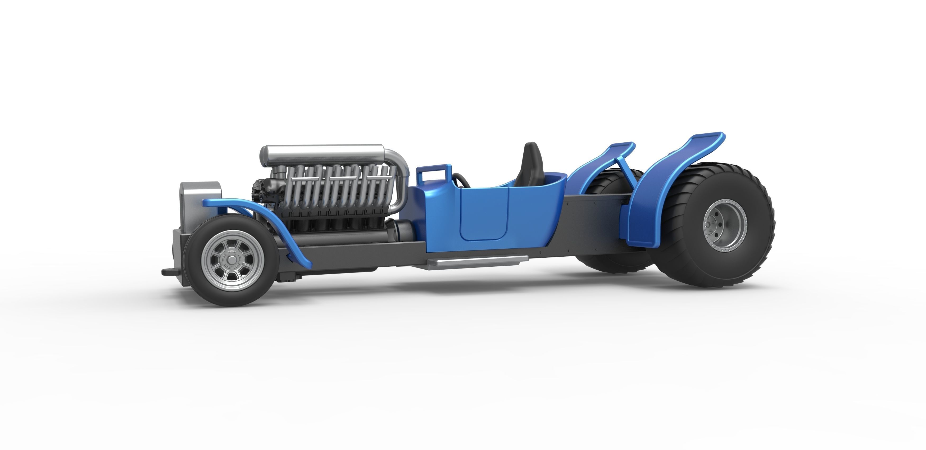Pulling truck 2wd Hot rod with V12 Scale 1 to 25 3D print model_3