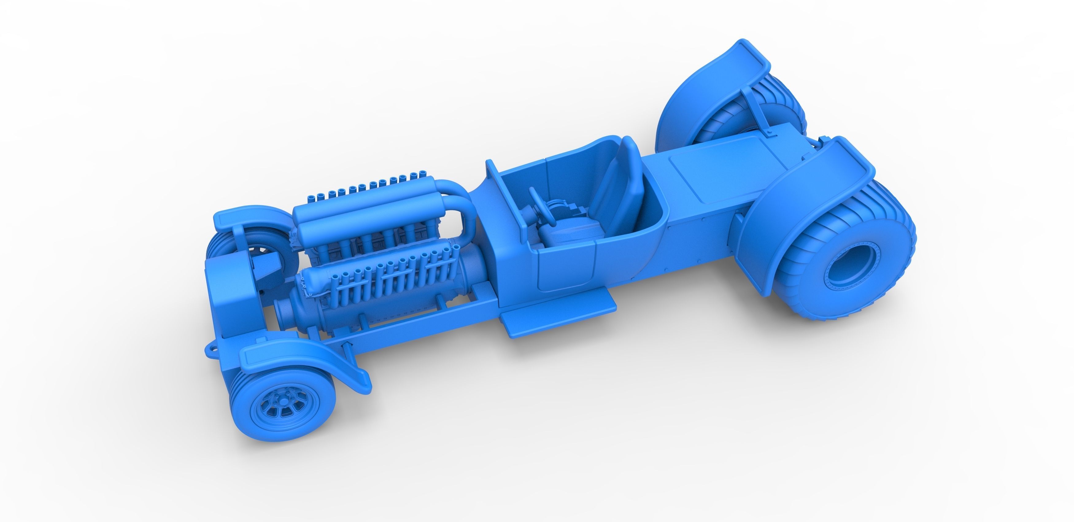 Pulling truck 2wd Hot rod with V12 Scale 1 to 25 3D print model_16