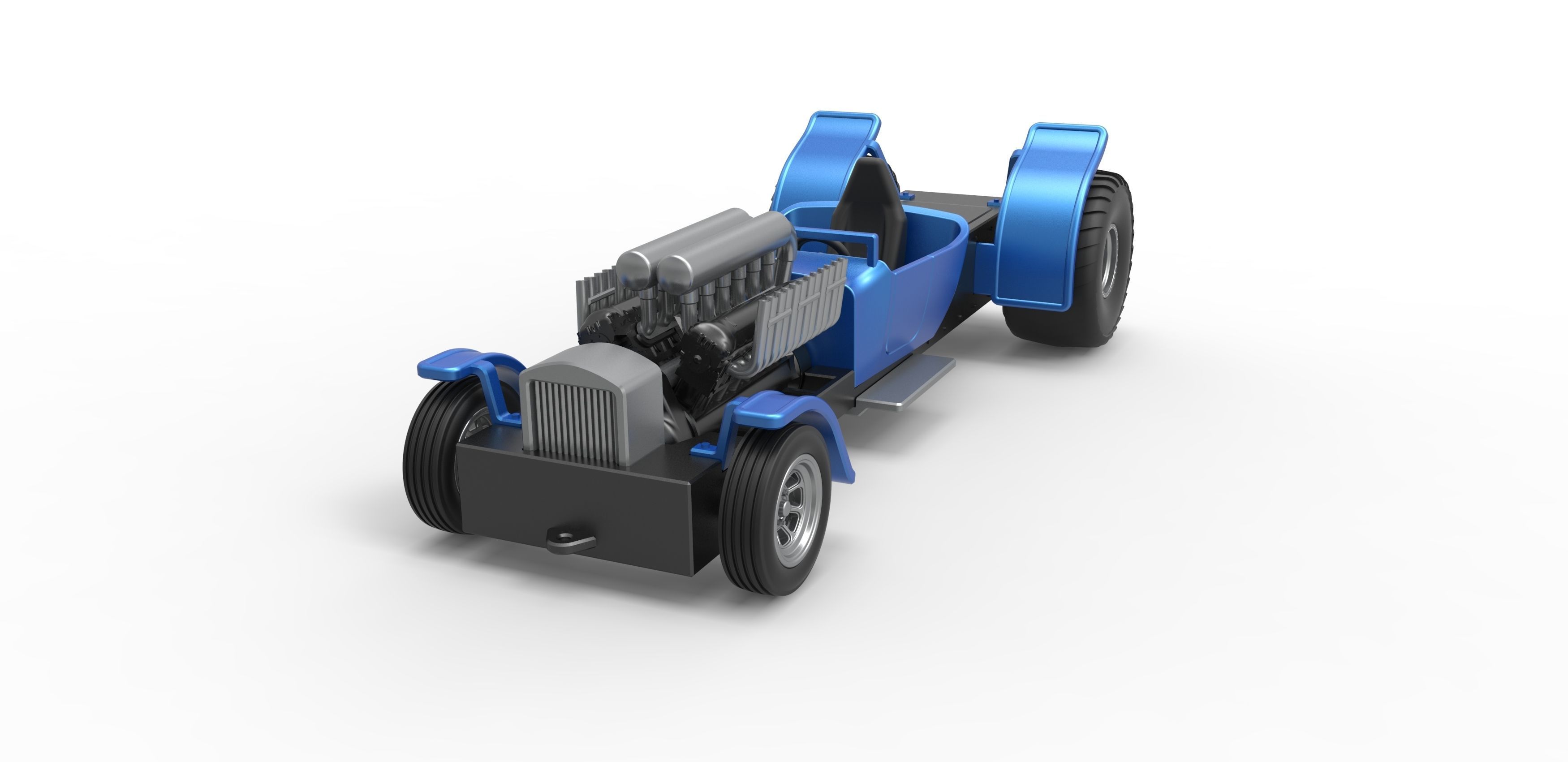 Pulling truck 2wd Hot rod with V12 Scale 1 to 25 3D print model_4